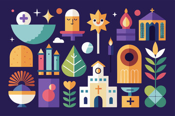 Abstract minimalist collection with religious elements and geometric shapes for design