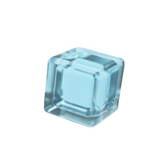 3d render ice cube . three dimensional vector illustration of transparent clean frost liquid. Cool crystal for alcohol cocktail, drinks, beverage or soda. Freezing realistic blue rectangle element