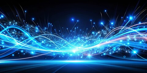 A dynamic display of glowing lines and particles creating a mesmerizing abstract pattern, evocative of energy and motion.