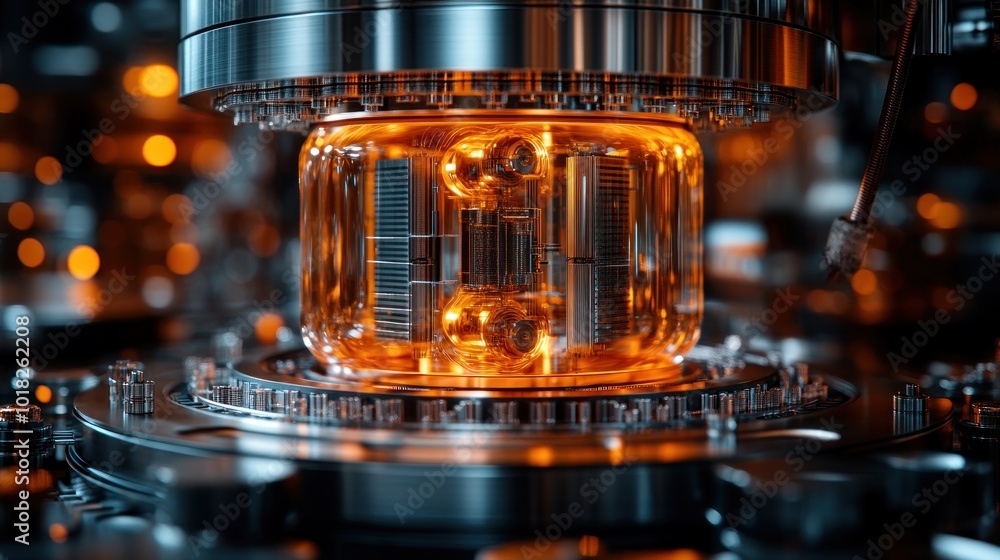 Aufkleber a futuristic device showcasing advanced technology in a lab setting.