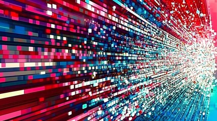 Obraz premium Abstract Pixelated Digital Pattern Red Blue Lights Background