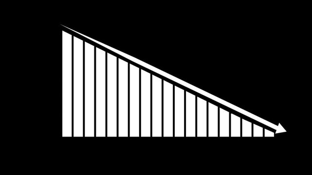 Bar chart falling or decreasing over time. Business loss falling down. Economic depression crisis..