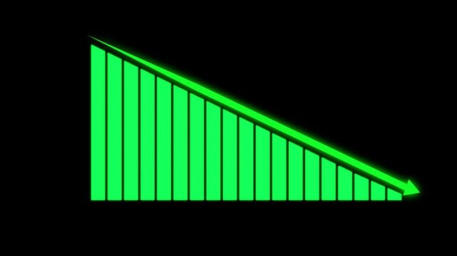 Bar chart falling or decreasing over time. Business loss falling down. Economic depression crisis..