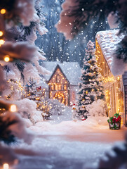 Obraz premium Festive Office Holiday Celebrations with Coworkers – Christmas Decorations, Snowy Scenes, and Team Bonding