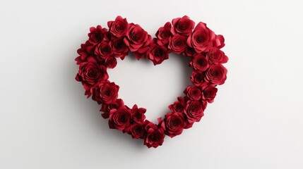 Red Paper Roses Forming a Heart Shape