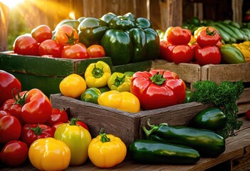 stunning close shots vibrant organic produce showcasing colorful fruits vegetables highly detailed presentation, apple, berry, bell, pepper, beet, broccoli