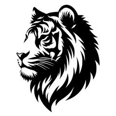 Tiger silhouette isolated on white background.