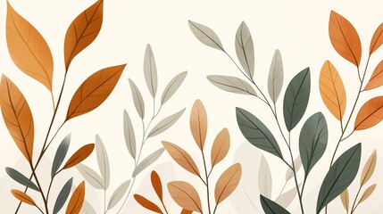 Fototapeta premium Elegant Leaves Arrangement in Soft Tones