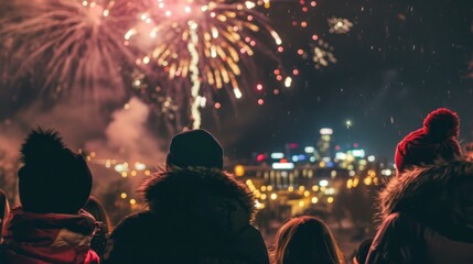 Silhouettes of People Admiring Fireworks