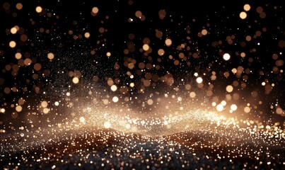 Gold Glitter Explosion Black Background Bokeh Effect High Resolution