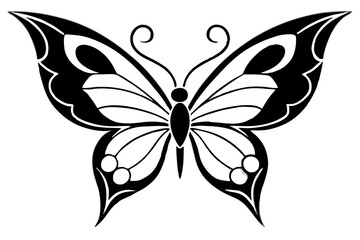 Captivating Black and White Vector Butterfly Illustration
