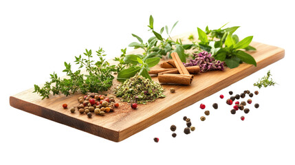 board with spices transparent background