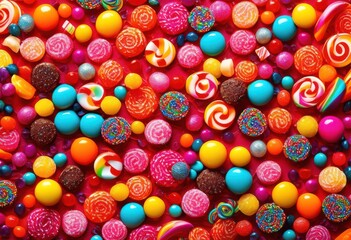 Fototapeta premium vibrant candy assortment brightly colorful background variety sweets stacked artfully playful display, rainbow, lgbtq, lgbt, pride, love, equality, treats