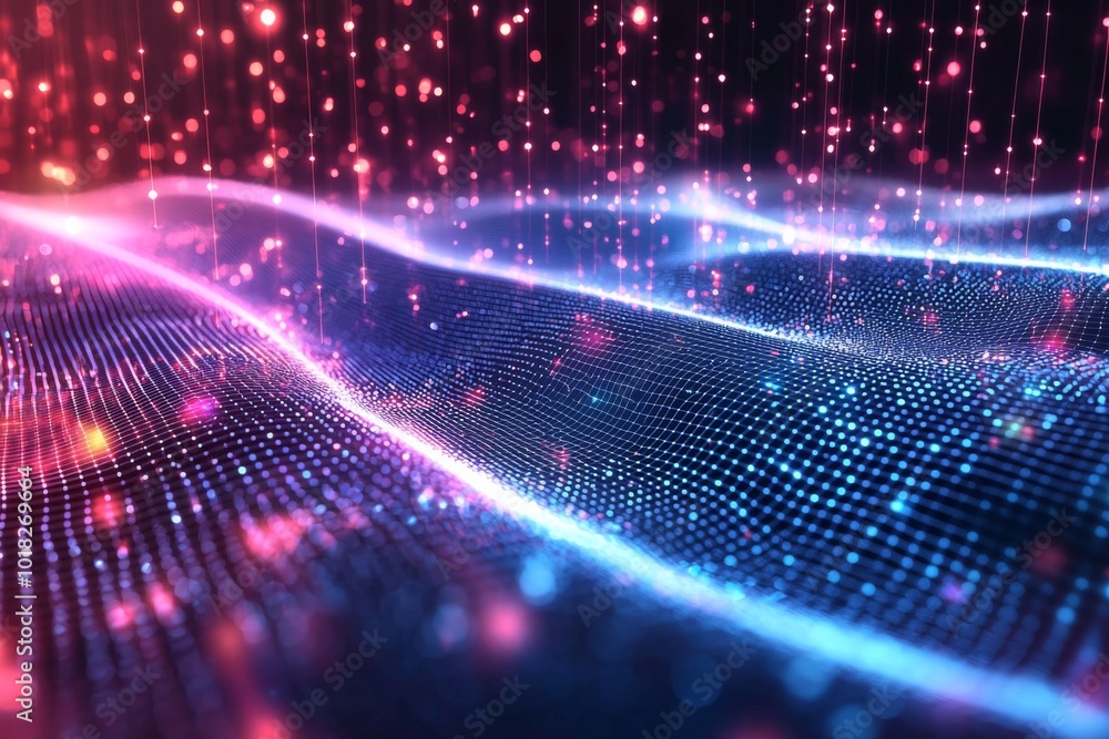 Wall mural digital technology background of data and network