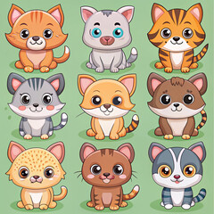 Fototapeta premium set of funny cartoon animals,Ai generated 