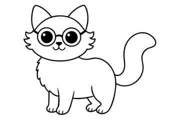 Cheerful Cartoon Cat Vector Illustration Surrounded by Colorful Toys and a Rainbow
