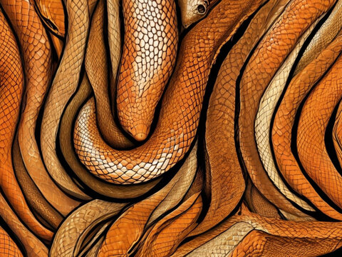 Abstract Pattern of Snakes with Orange and Brown Tones