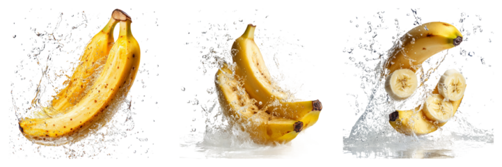 Fresh banana illustration isolated on transparent PNG background image perfect for food-themed illustrations or healthy eating designs