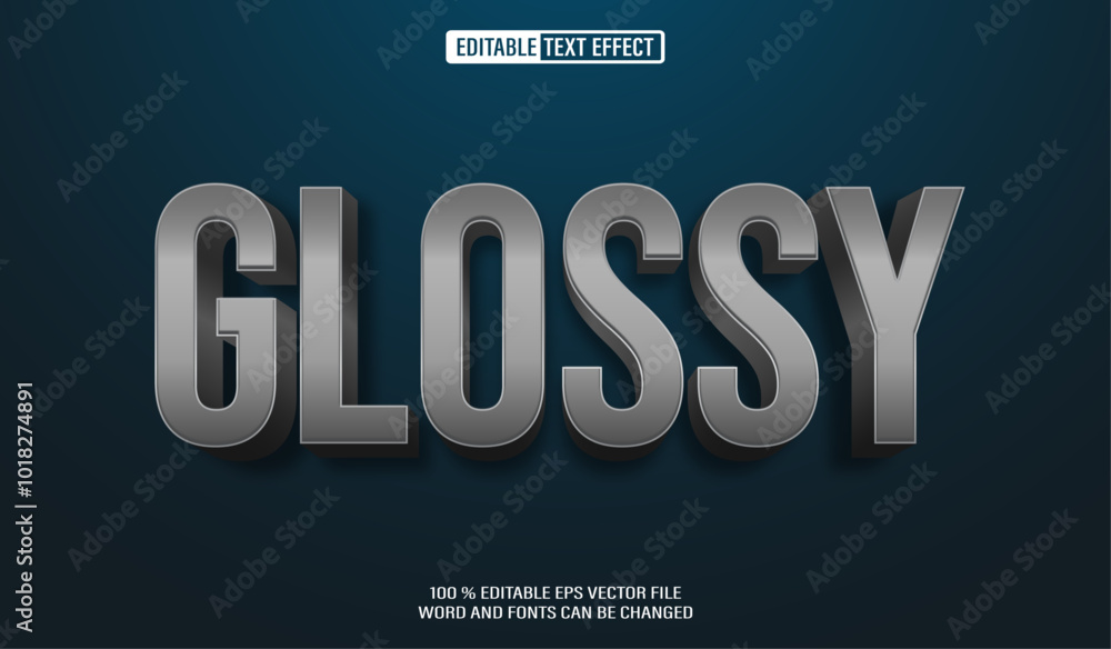 Poster editable 3d text style effect - grey glossy text effect template