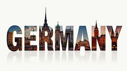 Obraz premium Colorful Representation of Germany With Iconic Landmarks During Sunset