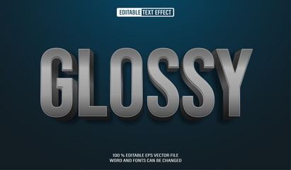 Editable 3d text style effect - Grey Glossy text effect Template