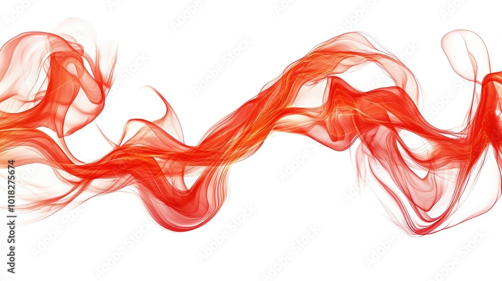 Aufkleber dynamic red flames dancing in motion, isolated on a white background with glowing, sharp firelines