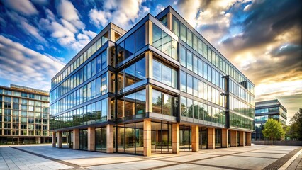 Obraz premium modern cubic building with big windows in London style