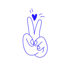 Obraz premium Vector line simple illustrations, hands and gesture in outline style, sticker gesture, print and poster design