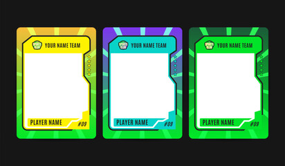 Set of trading frames for game sports card template, Blank player cards suitable for sports team lineup. Perfect for creating mockups