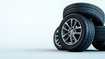 Naklejka premium Stylish Car Tires on a Clean Background