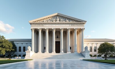 Fototapeta premium Historic Courthouse With Grand Columns and Clear Sky During Daytime