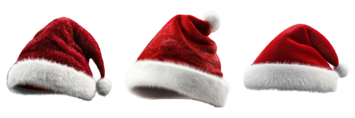 Red Santa hat isolated on transparent PNG background image perfect for Christmas-themed illustrations or holiday designs