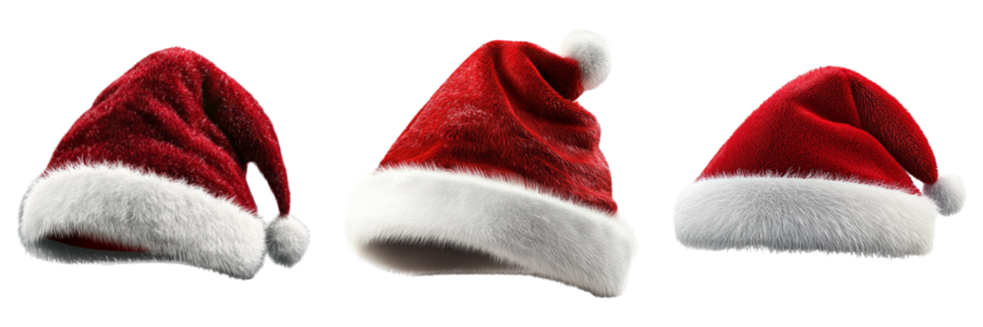 Red Santa hat isolated on transparent PNG background image perfect for Christmas-themed illustrations or holiday designs