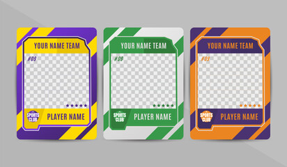 Set of trading frames for game sports card template, Perfect for game sport mockups