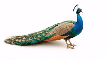 Naklejka premium Vibrant Peacock Displaying Its Colorful Feathers