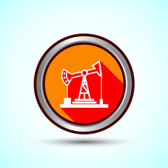 Oil Pump Icon Design Illustration, Industrial Icon For Apps and Websites, Orange Shadow Button Design