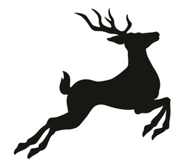 Graceful jumping deer monochrome logotype