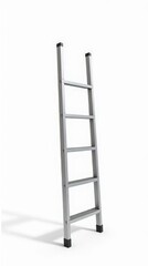 A Simple Aluminum Ladder Standing Upright in a Well-Lit Space Ready for Use