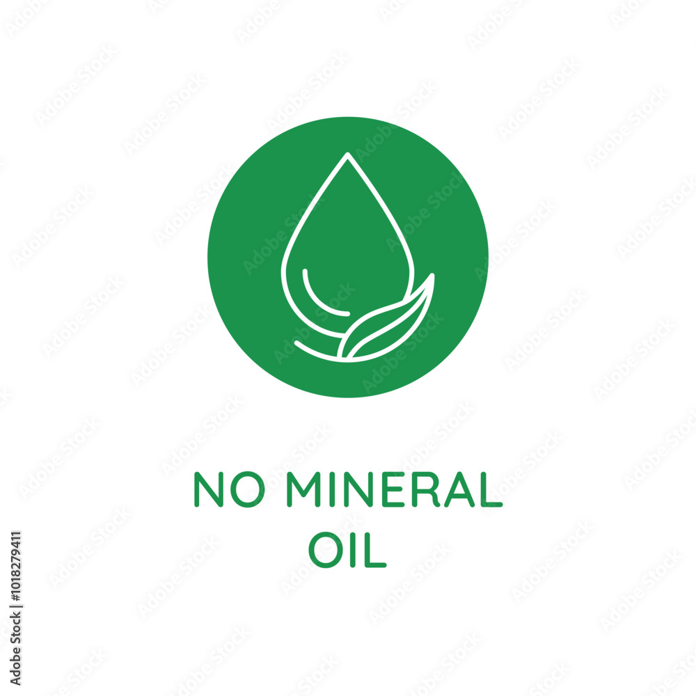 Poster Vector line design element, badge and icon for food and cosmetics packaging in mono linear style - no mineral oil