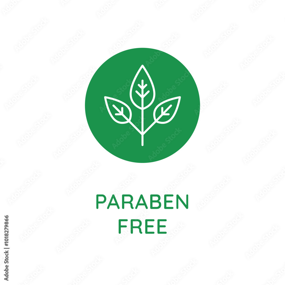 Poster Vector line design element, badge and icon for food and cosmetics packaging in mono linear style - paraben free