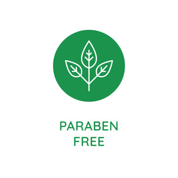 Vector line design element, badge and icon for food and cosmetics packaging in mono linear style - paraben free