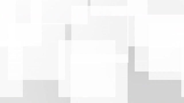 Bright white grey overlapping square dynamic motion. Futuristic tech loop animation background.