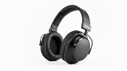 Black Over-Ear Headphones on a White Background for Music Listening and Audio Production Activities