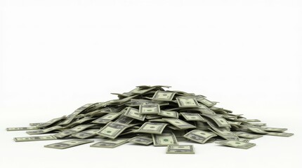 A Large Pile of Money Stacked on a Plain Background Representing Wealth and Financial Success