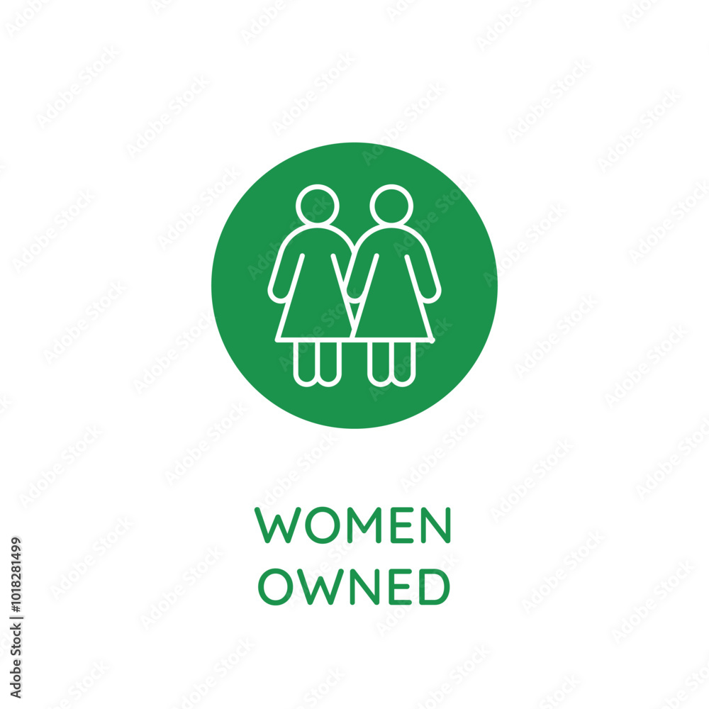 Poster Vector line design element, badge and icon for food and cosmetics packaging in mono linear style - women owned