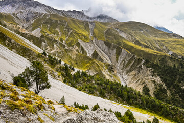 Ofenpass, Piz Stabelchod, Piz Nair, Val da Stabelchod, Piz dal Botsch,  Wanderweg, steinig, Alpen, Nationalpark, Naturschutz, Zernez, Herbst, Herbstfarben, Bergwiesen, Graubünden, Schweiz