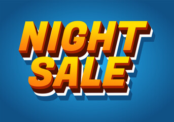 Night sale. Text effect design in 3D look with modern colors