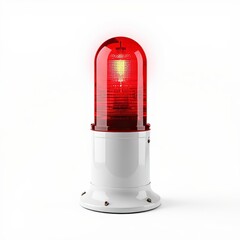 Red Emergency Light on a White Base Illuminating a Dark Background at Nighttime
