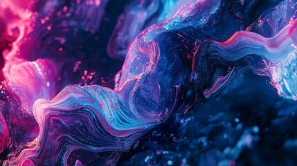 Obraz premium Abstract Swirling Neon Paint with Faded Glitter
