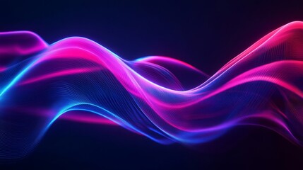 Abstract Wave of Pink and Blue Light on a Dark Background